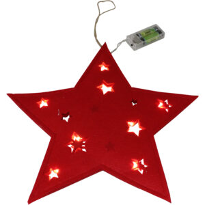 Felt star w/Led S 35x35x0.7cm