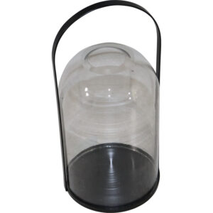 Metal candle holder w/glass dome M dia 12.5x26cm
