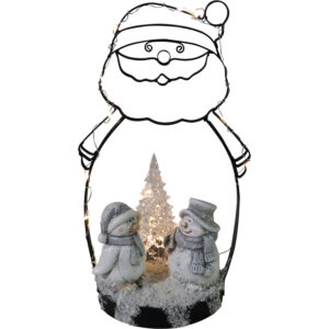 Metal santa+terracotta x-mas decoration w/Led 29cm