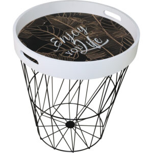 Metal basket table w/tray on top