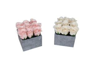 Rose in paper mache pot