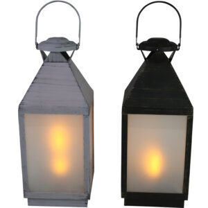 Plastic lantern w/Led flame 19x19x47cm