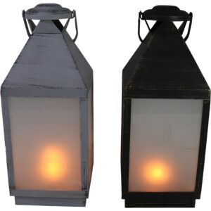 Plastic lantern w/Led flame 19x19x47cm