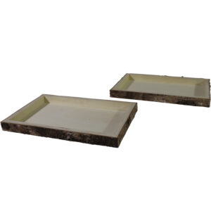 Wooden tray w/bark L 31x20x2.5cm