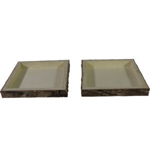 Wooden tray w/bark S 20x20x2.5cm