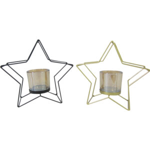 Metal candle holder star 18x7.5x17cm