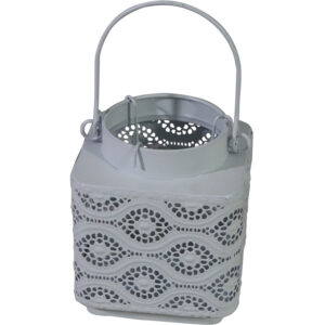 Metal tealight holder w/glass