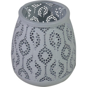 Metal tealight holder w/glass