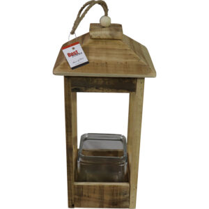 Wooden lantern L 20x20x42cm