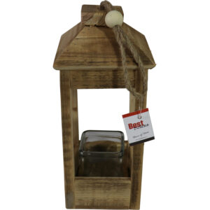 Wooden lantern S 14x14x32cm