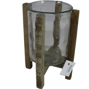 Wooden candle holder L 14.5x14.5x25cm