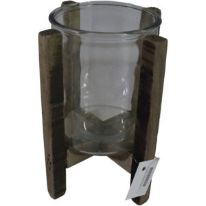 Wooden candle holder S 13.5x13.5x22cm