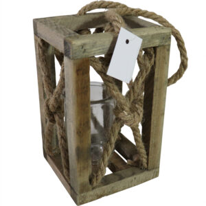 Wooden candle holder M 13x13x21.5cm