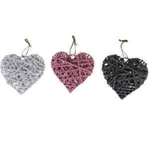 Willow heart w/rope hanger M 19x19x5.5cm