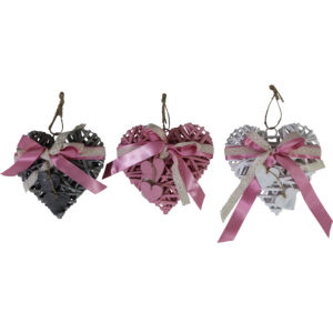 Willow heart w/ribbon decoration S 18x18x5cm