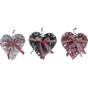 Willow heart w/ribbon decoration M 29x27x9cm