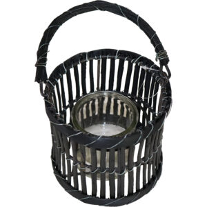 Wooden lantern w/handle S dia 14.5x14cm