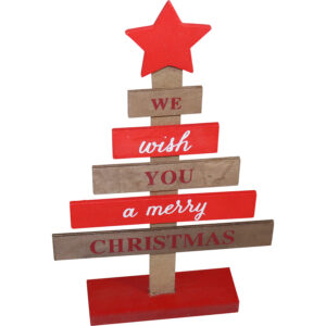 Mdf x-mas tree w/ wording 21x5x34cm
