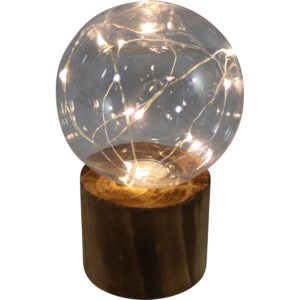 Led light bulb w/wooden base 16.5cmh