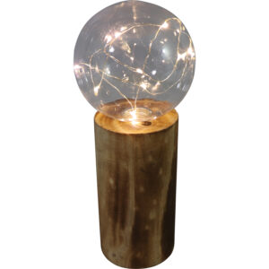 Led light bulb w/wooden base 23.5cmh