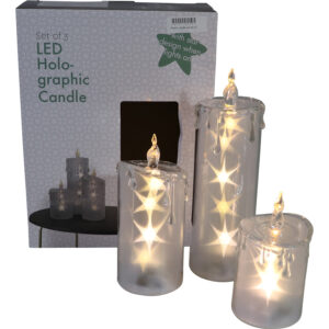 Plastic candle w/Led s/3