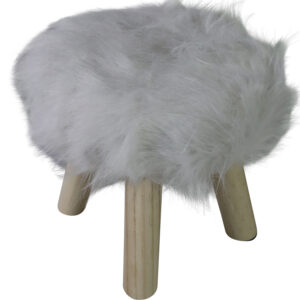 Stool with fur hairy seat dia 28x28cm