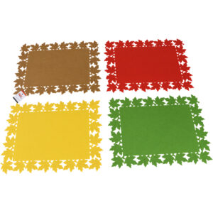 Felt placemat leaves 39x30x0.3cm