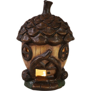 Terracotta acorn house w/Led 15x15x22.5cm