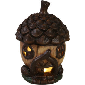 Terracotta acorn house w/Led 11.5x11.5x17cm