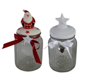 Round glass jar w/ceramic lid dia 11.3x22.5cm