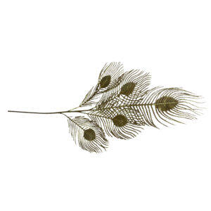 Glitter peacock leaf spray 86cmL