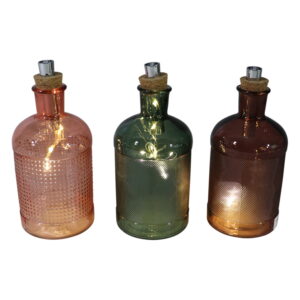 Glass bottle w/Led dia 9x21.5cm