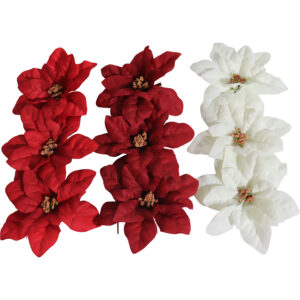 Poinsettia w/clip s/3