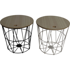 Metal basket w/mdf top d.21.5x21cm