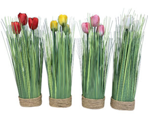Grass bundle w/tulips 31cm