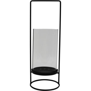 Metal candle holder w/glass d.12x34cm