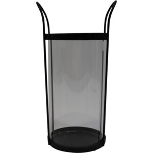Metal candle holder w/glass 14x12x27.5cm