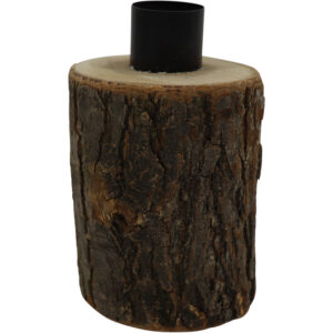 Wooden taper candle holder 6.5x7x12cm