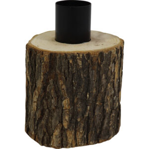 Wooden taper candle holder 6.5x7x10cm