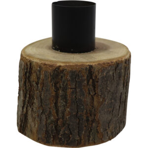 Wooden taper candle holder 6x6.5x8cm
