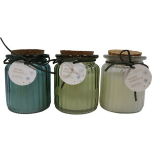 Glass jar w/scented wax d.7.5x10cm