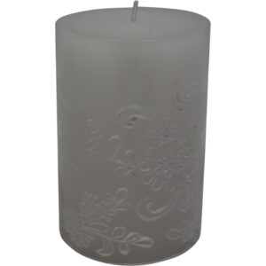 Paraffin candle embossed d.7x10.5cm