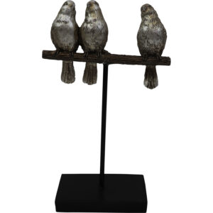 Polyresin birds on metal stand 15x6.5x27cm