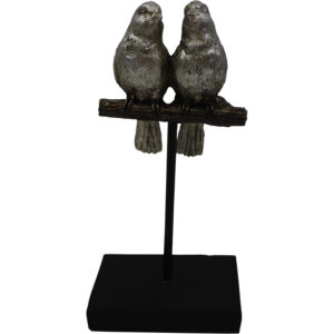 Polyresin birds on metal stand 10x6.5x21cm