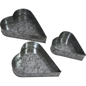 Zinc heart shaped tray S/3