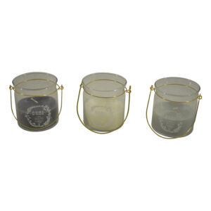 Glass candle holder w/wax 10.5x9x9.5cm