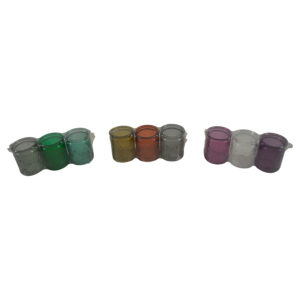 Glass tea light holder dia 6x7cm S/3