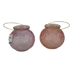 Glass candle holder w/handle dia 15x13cm