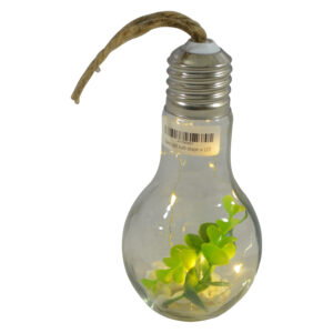 Glass light bulb shape w LED dia 9.5x18cm