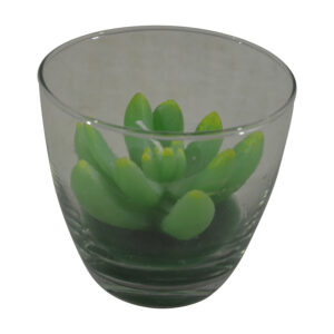 Glass candle holder w/wax